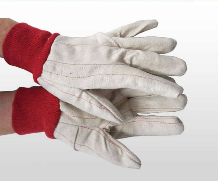 cotton red line glove with red wrist
