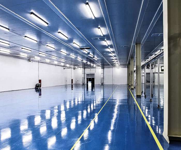 blue epoxy floor